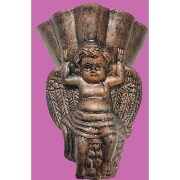 Cherub Angel Wall Sconce Gothic Bronze Finish Decorative Accent - Picture 1 of 11
